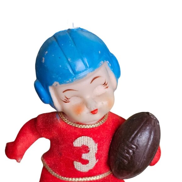 Vintage 60'S Kitschy Football Ornament Christmas Flocked Japan MCM Plastic 3.75" - Picture 3 of 10